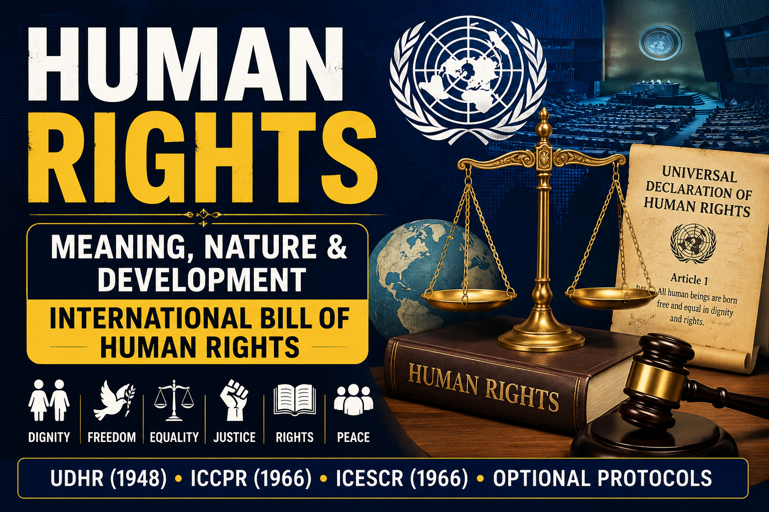 Human Rights: Meaning, Concept, Nature and Development & International Bill of Human Rights Introduction Human Rights are the basic rights and freedoms that belong to every human being simply because they are human. These rights are universal, inherent, a